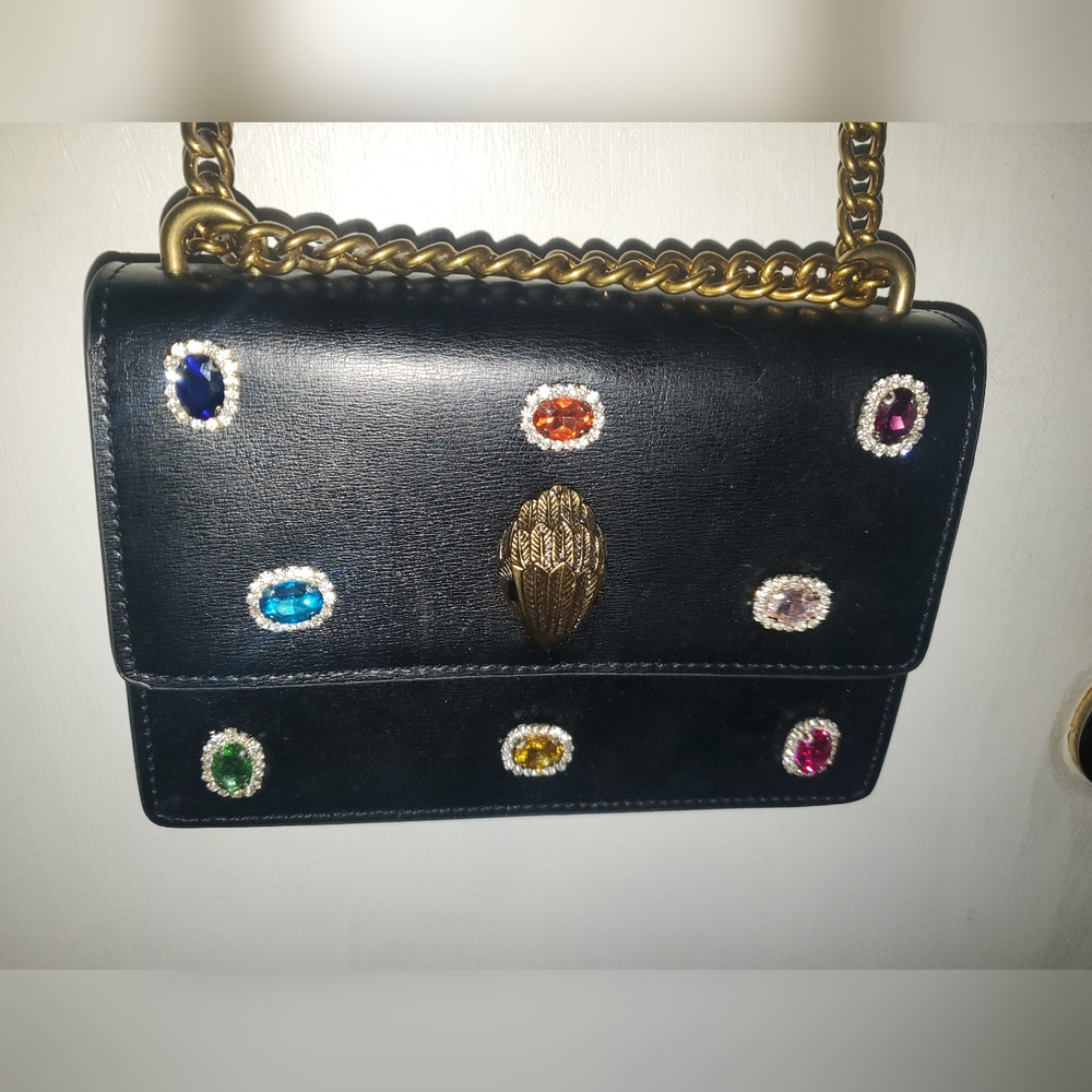 Kurt geiger london Shoreditch embellished Gem black leather Crossbody bag